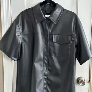 TOPSHOP Faux Leather Shirt (Size 6)